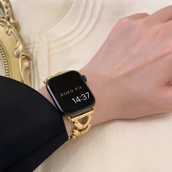 NEW Stylish Adjustable Gold Chain-Link Watch Band For Apple Watch - Picture 3 of 13